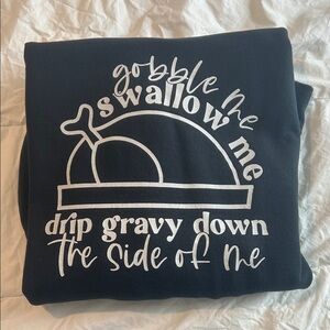 Black Graphic Sweatshirt with White Thanksgiving Print